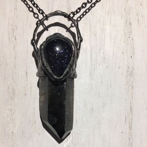 Irradiated Quartz and blue goldstone necklace